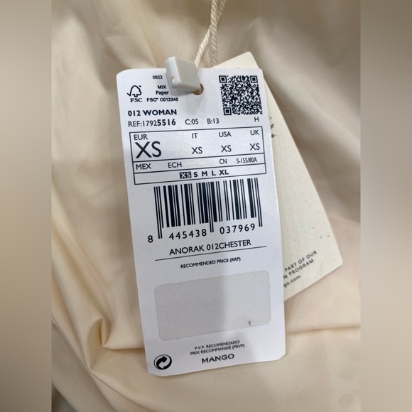 Mango beige puffer jacket faux leather size XS NWT - Picture 10 of 10